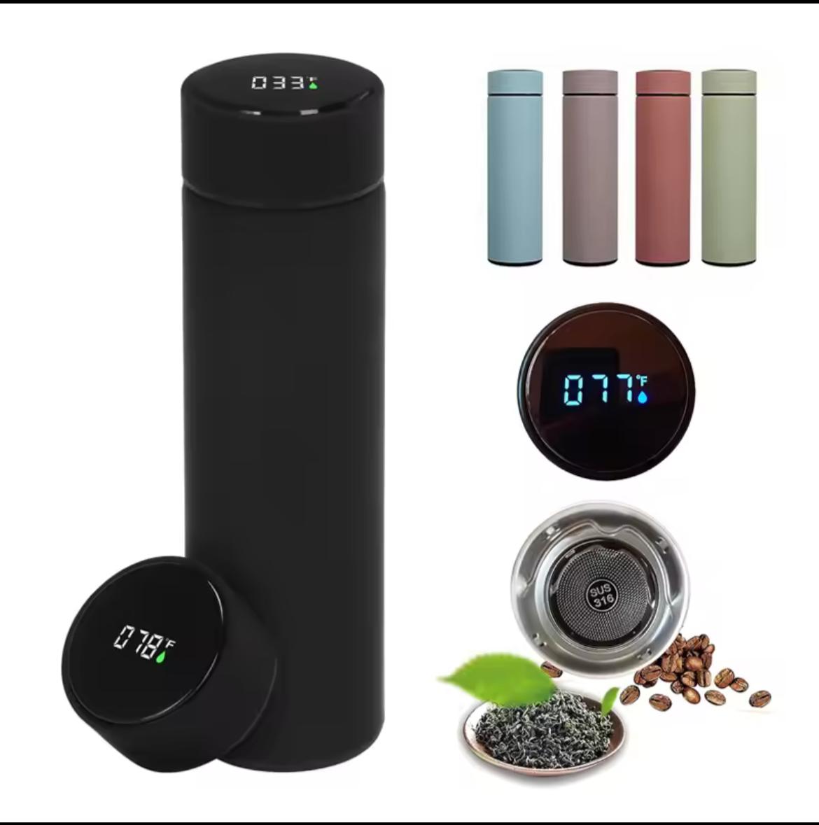 Termo inteligente de acero inoxidable 480, taza de vacío de doble pared, impermeable, con pantalla de temperatura, 304 ml