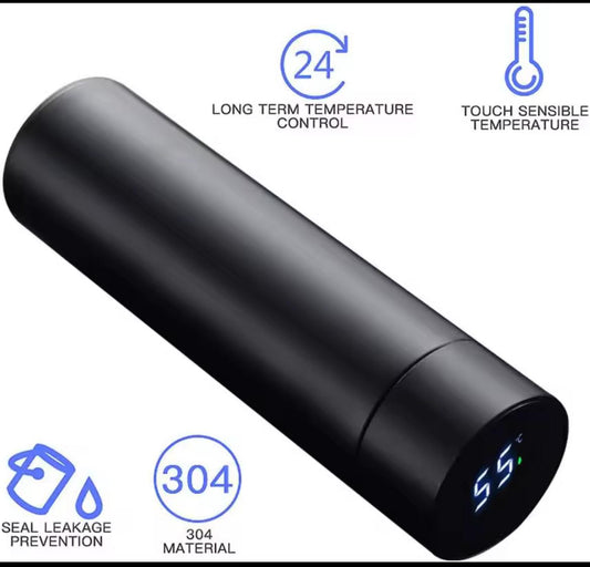 Termo inteligente de acero inoxidable 480, taza de vacío de doble pared, impermeable, con pantalla de temperatura, 304 ml