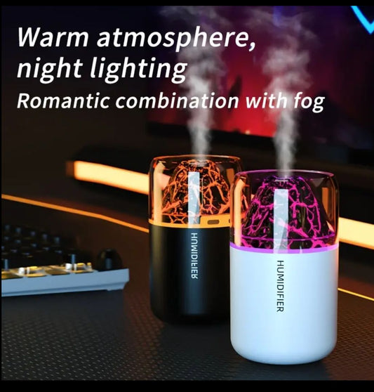 Mini humidificador de lava volcánica simulada, luz ambiental colorida, difusor de aromaterapia para coche, adecuado para dormitorio, sala de estar, oficina, Alivia la sequedad interior